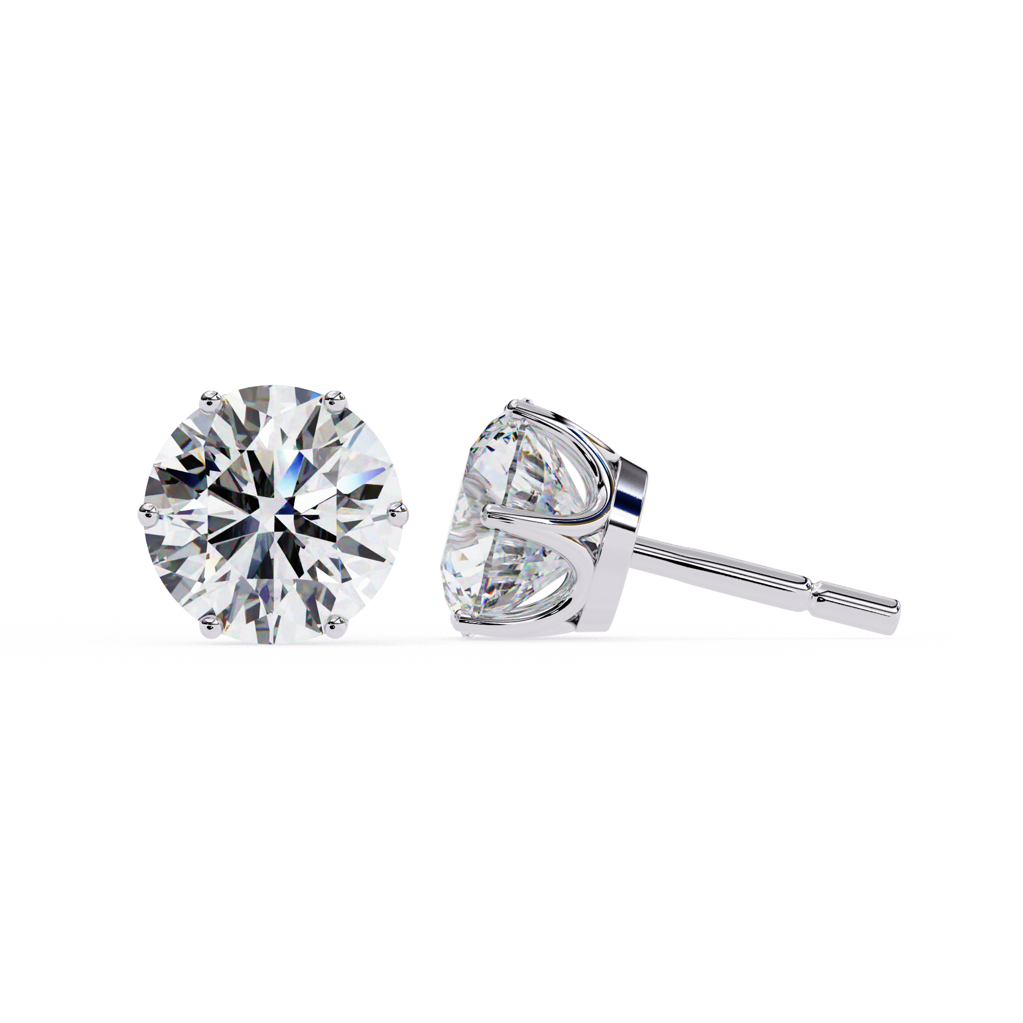Radiant Round-Cut Solitaire Stud Earrings