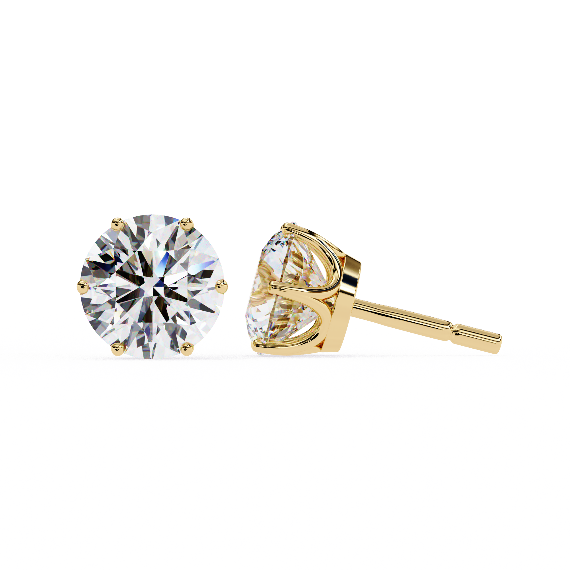 Radiant Round-Cut Solitaire Stud Earrings