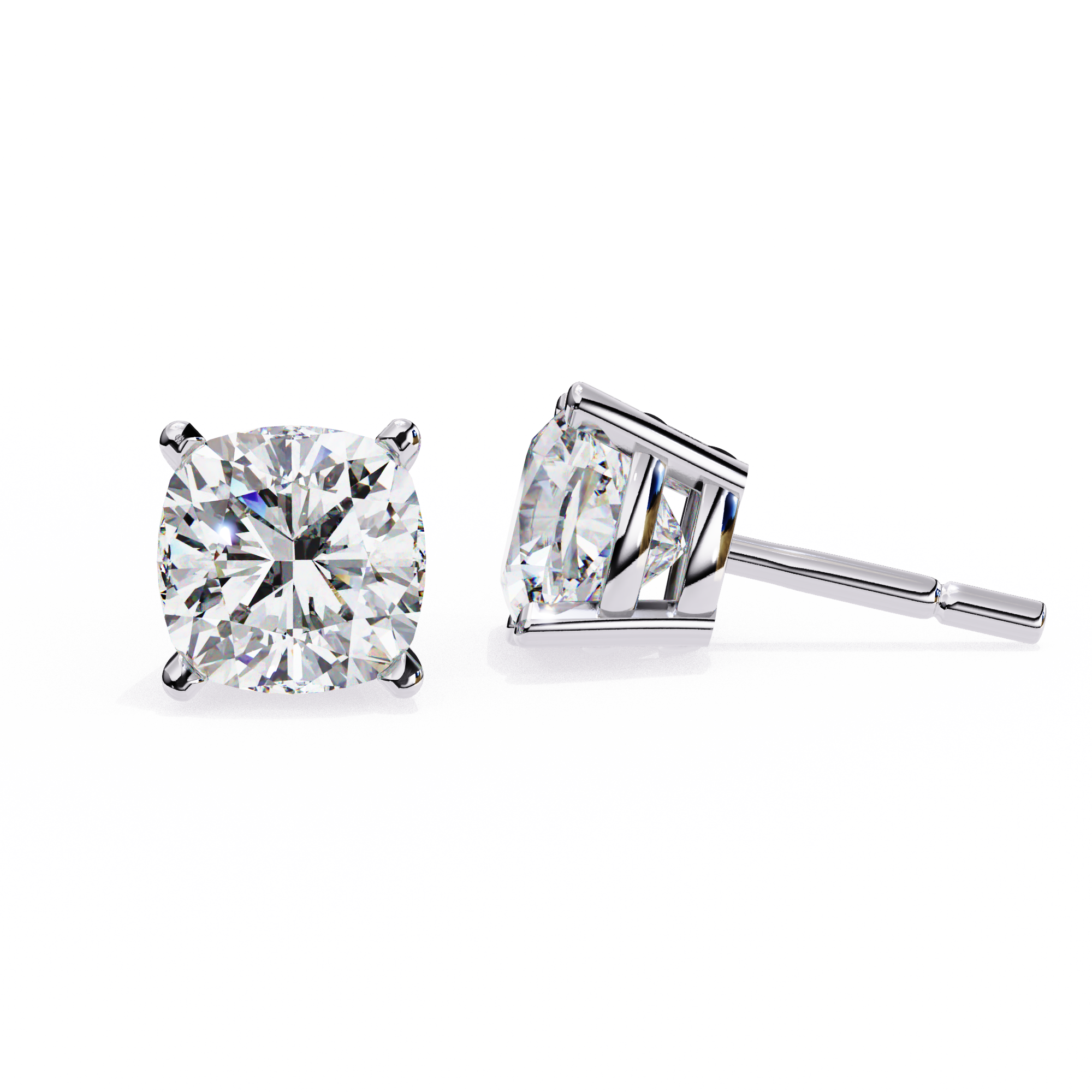 Radiant Cushion-Cut Solitaire Stud Earrings