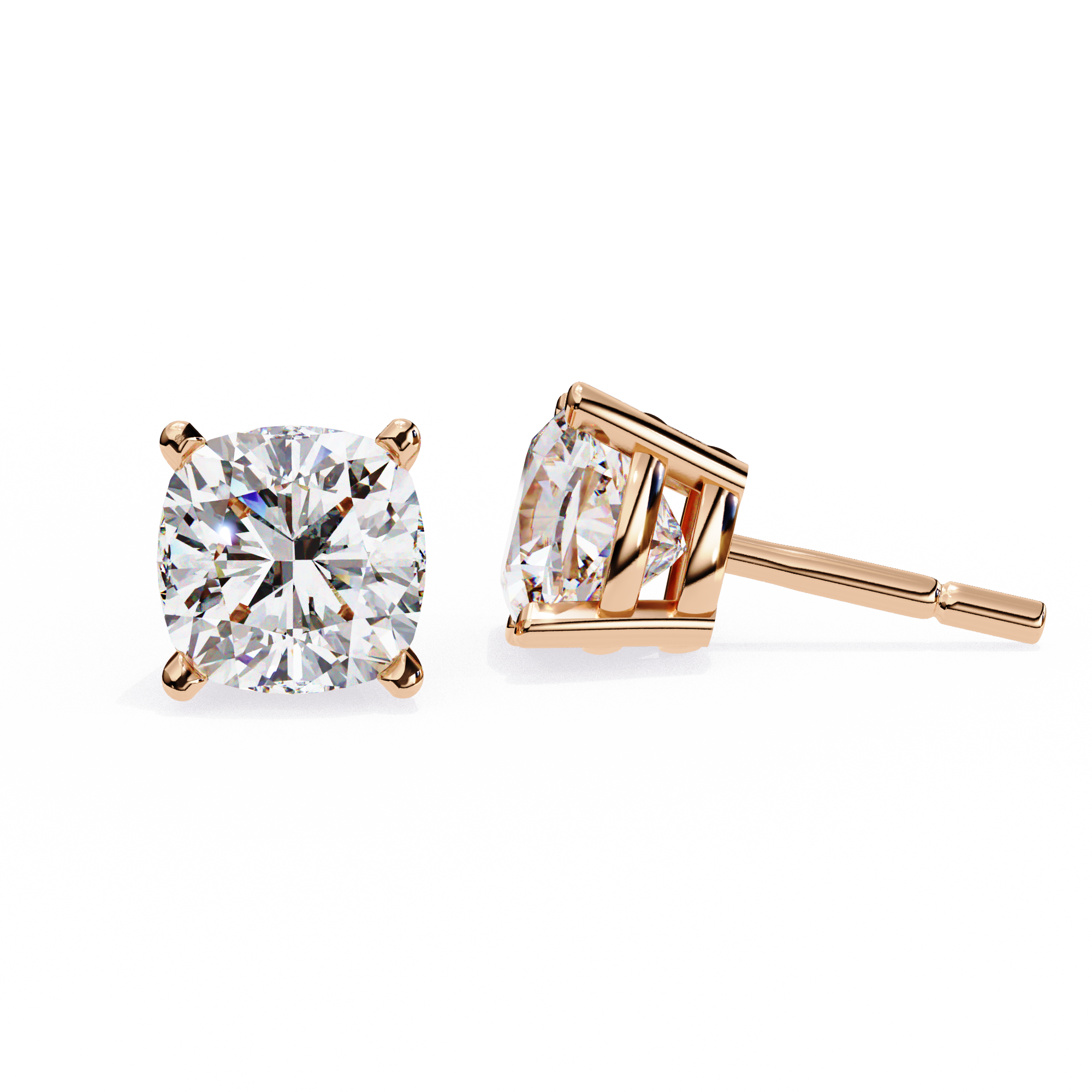 Radiant Cushion-Cut Solitaire Stud Earrings