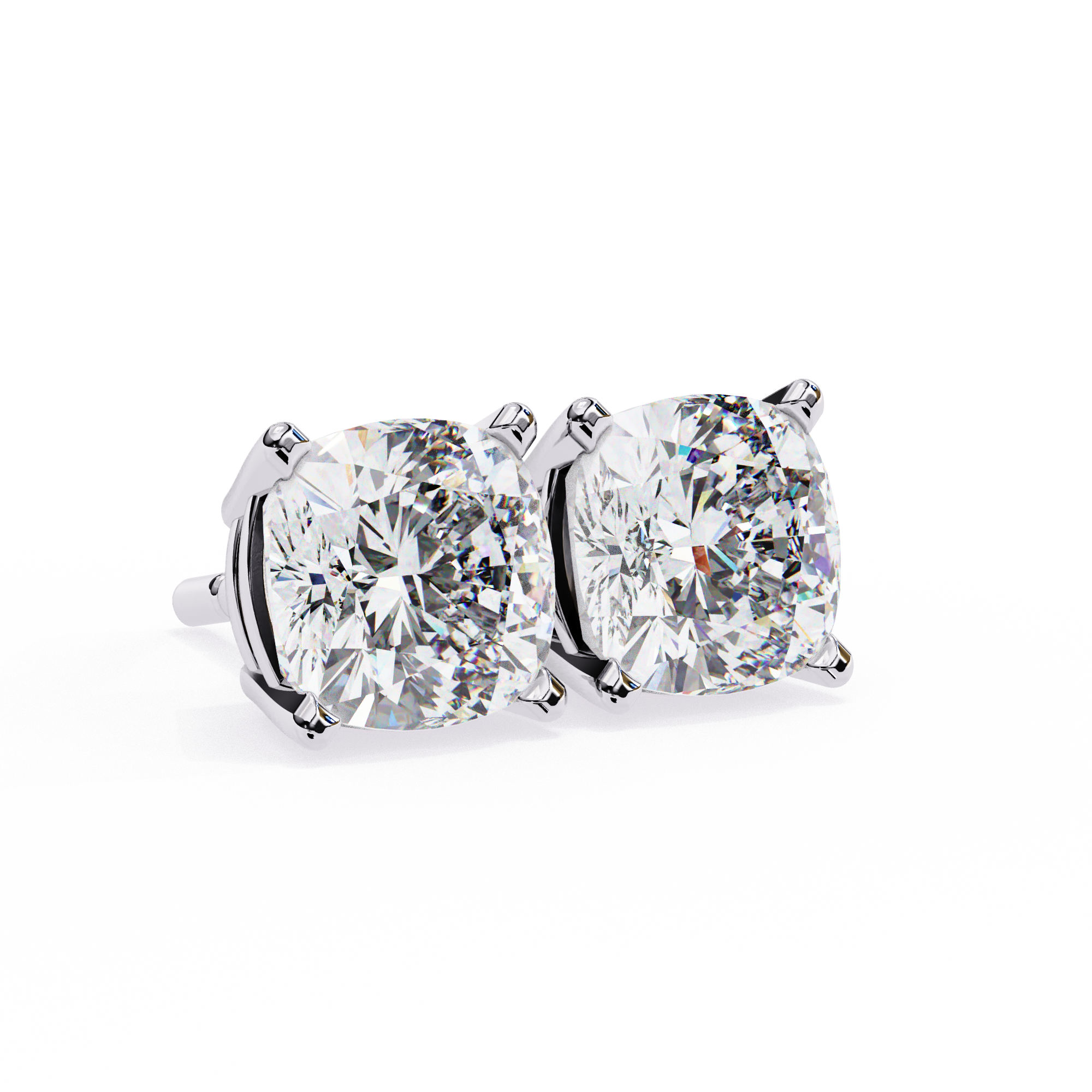 Radiant Cushion-Cut Solitaire Stud Earrings
