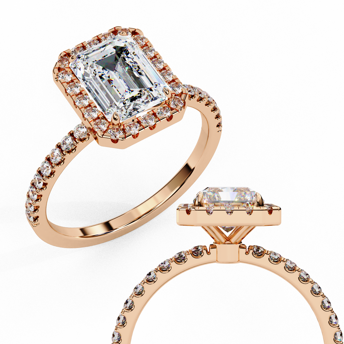 Emerald Éclat Halo Ring