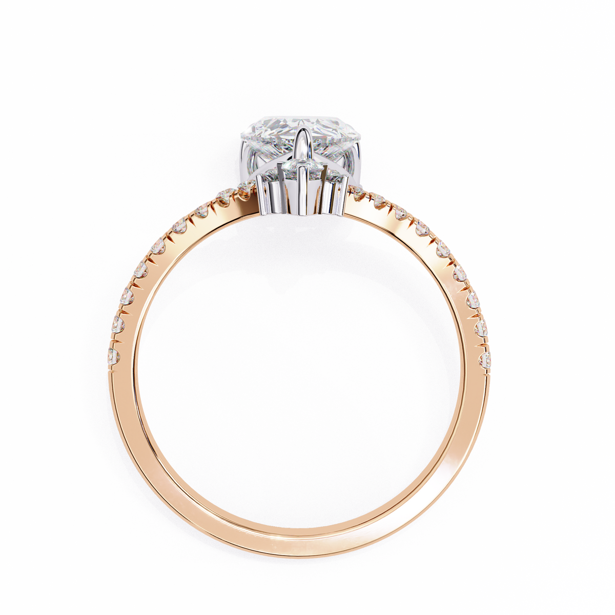 Pear-Shaped Diamond Ring with Pear & Round Accents