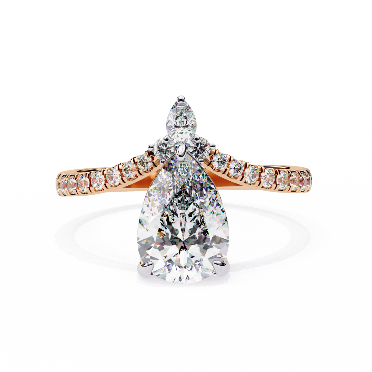 Pear-Shaped Diamond Ring with Pear & Round Accents