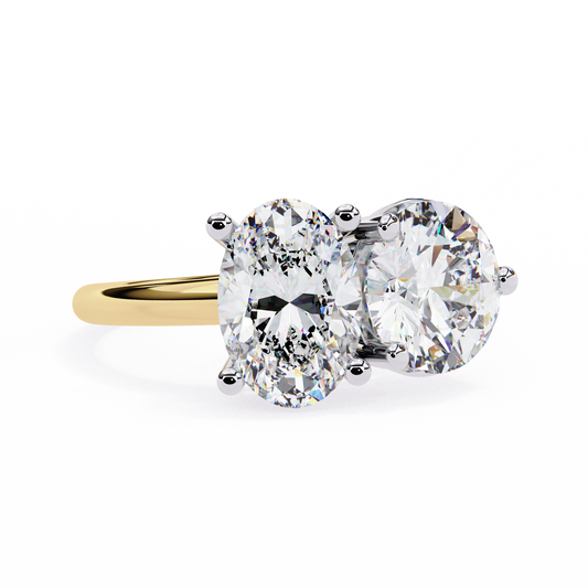 Oval & Round Diamond Toi et Moi Ring