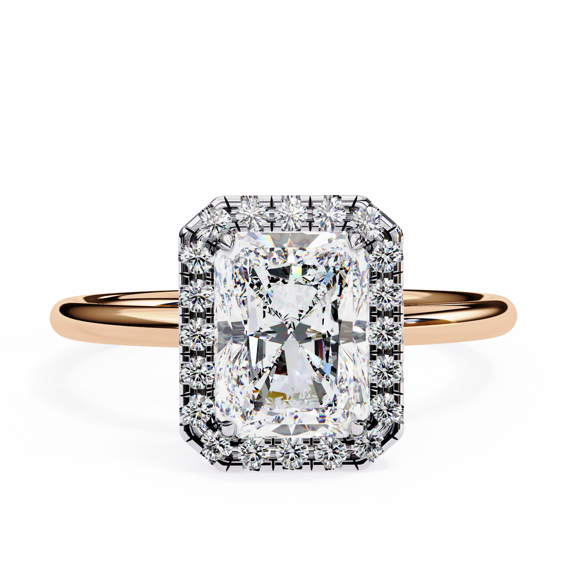 Radiant-Cut Halo Diamond Ring