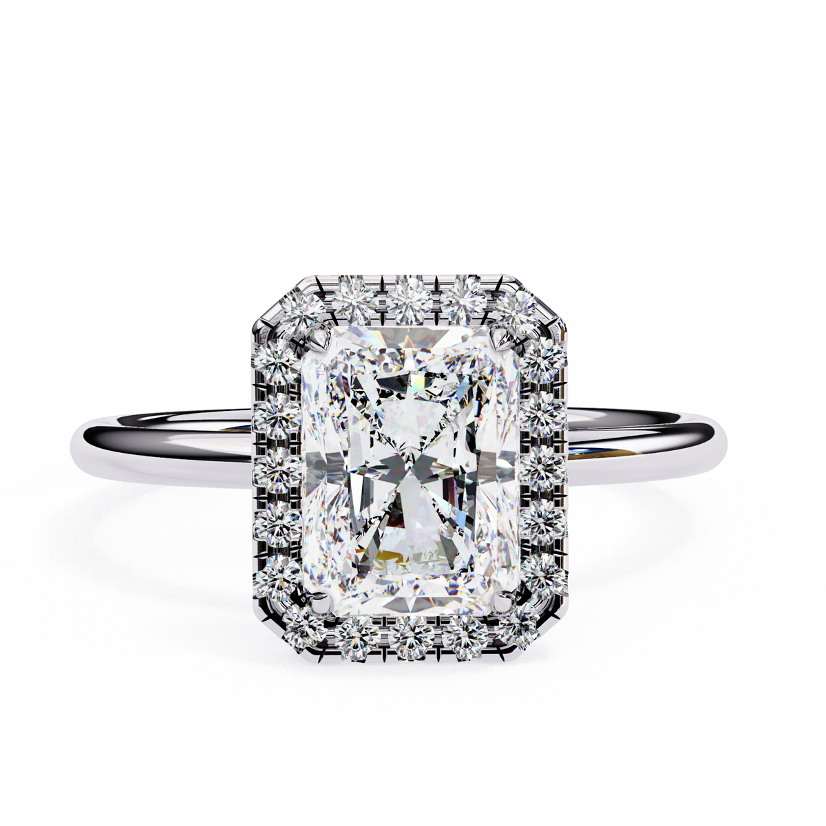 Radiant-Cut Halo Diamond Ring