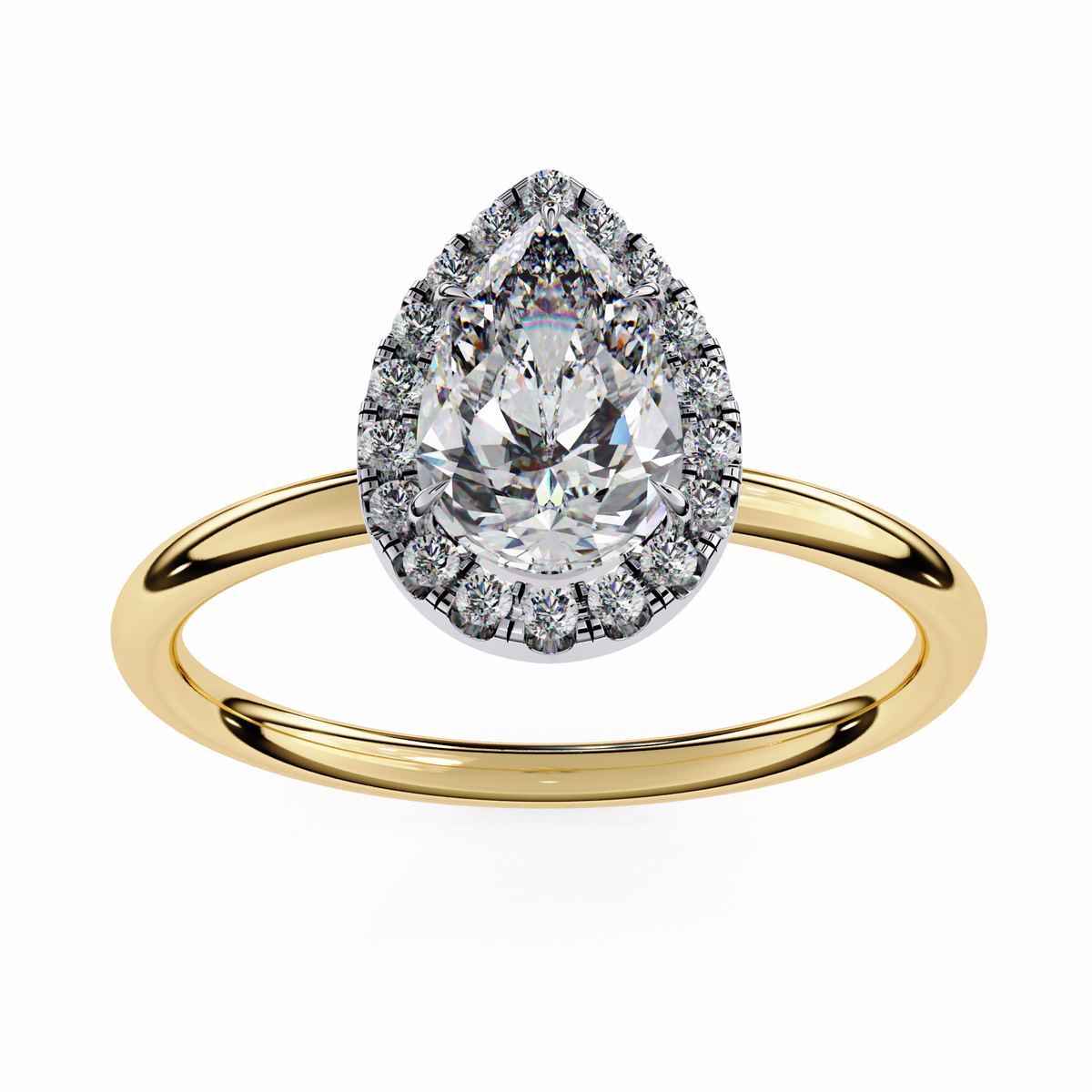 Pear-Shaped Diamond Halo Engagement Ring
