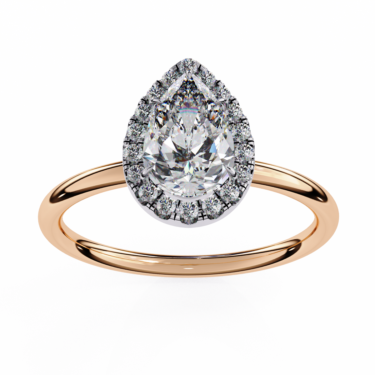 Pear-Shaped Diamond Halo Engagement Ring
