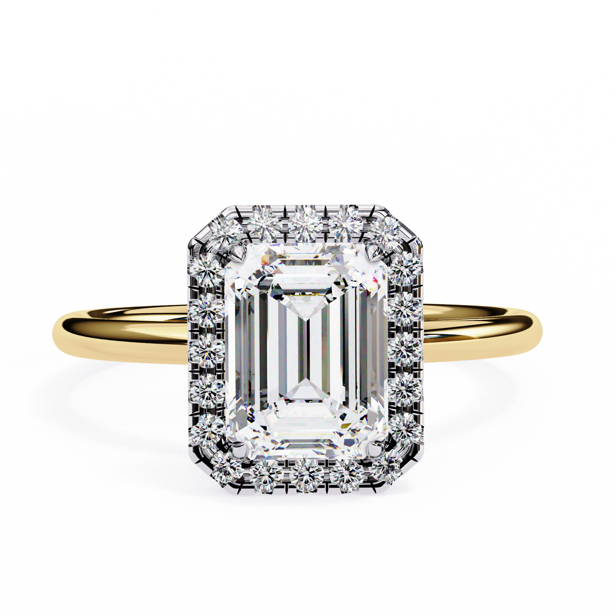 Emerald Cut Halo Diamond Ring