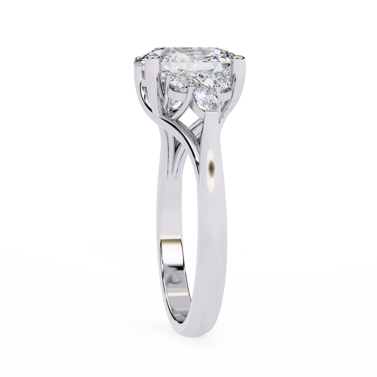 Oval Center Diamond Ring with Round & Marquise Accents