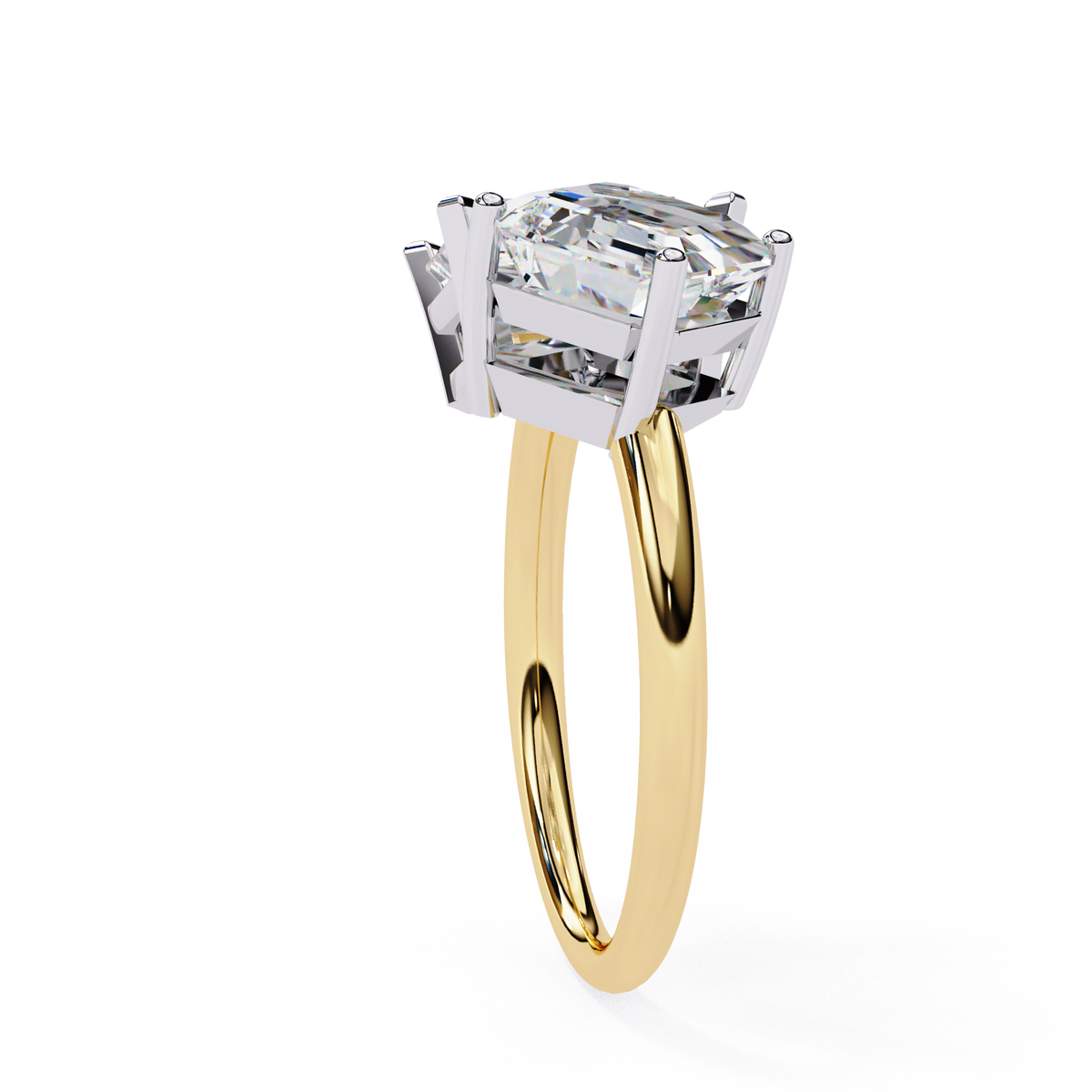 Radiant & Square Emerald Cut Diamond Toi et Moi Ring