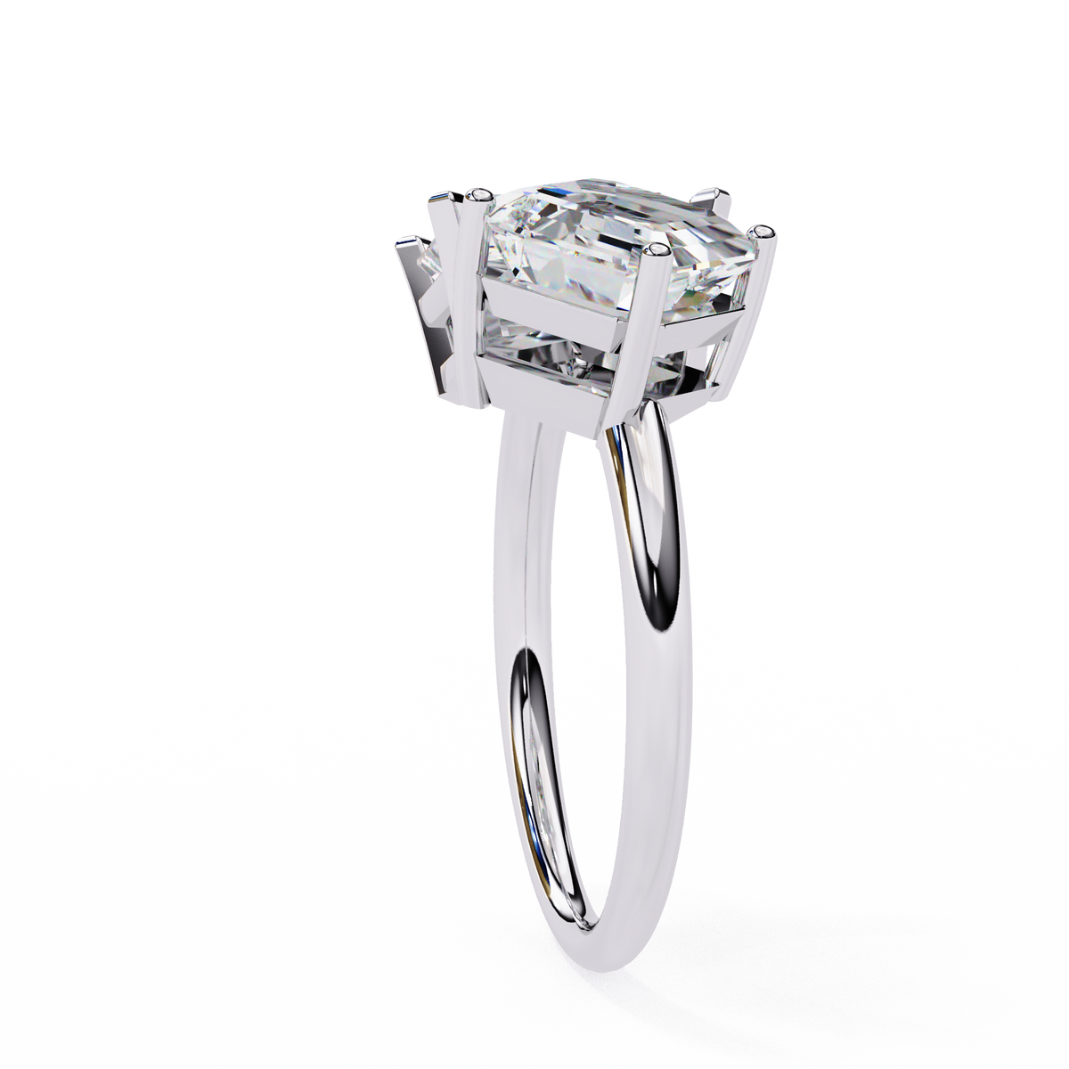 Radiant & Square Emerald Cut Diamond Toi et Moi Ring