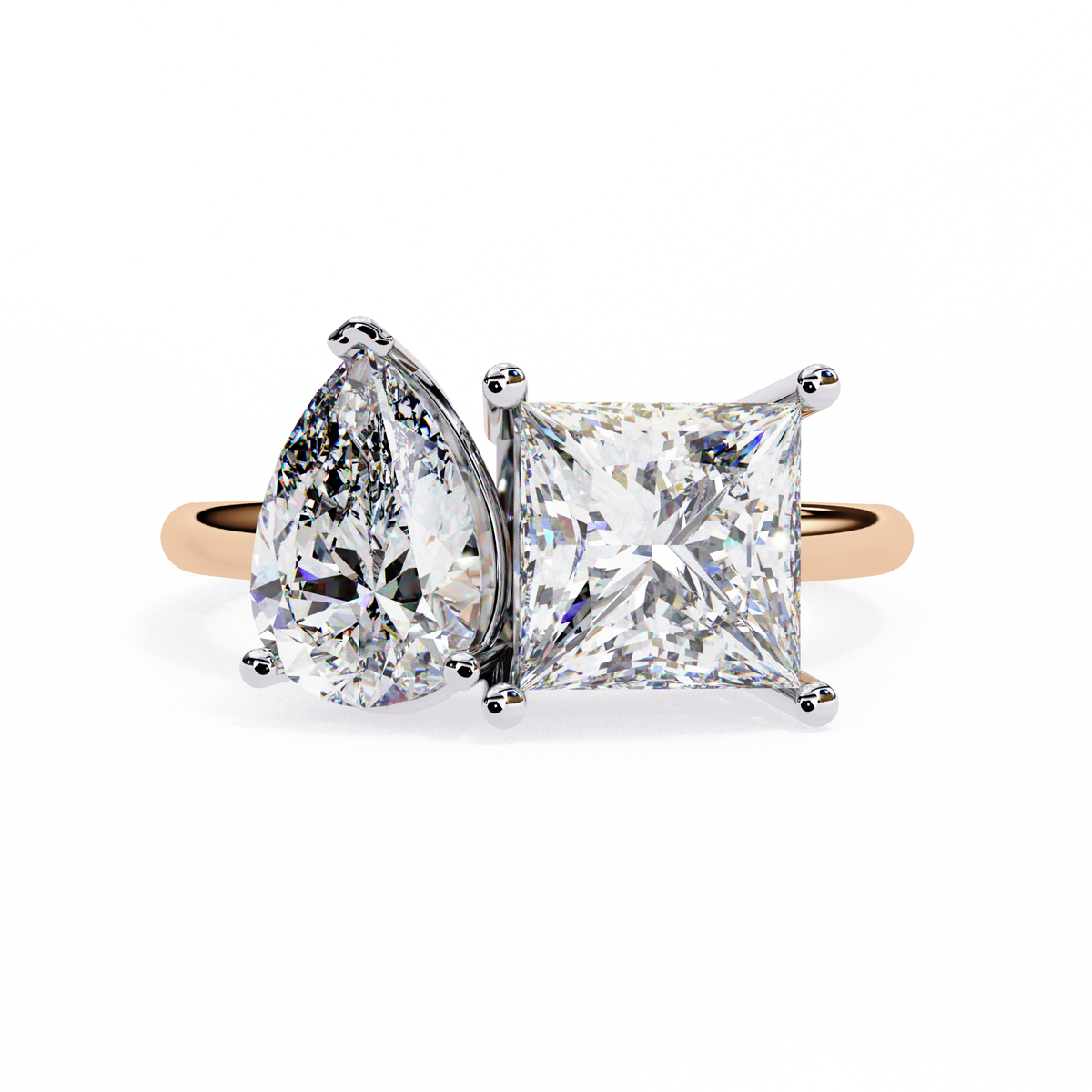 Princess & Pear Toi et Moi Diamond Ring