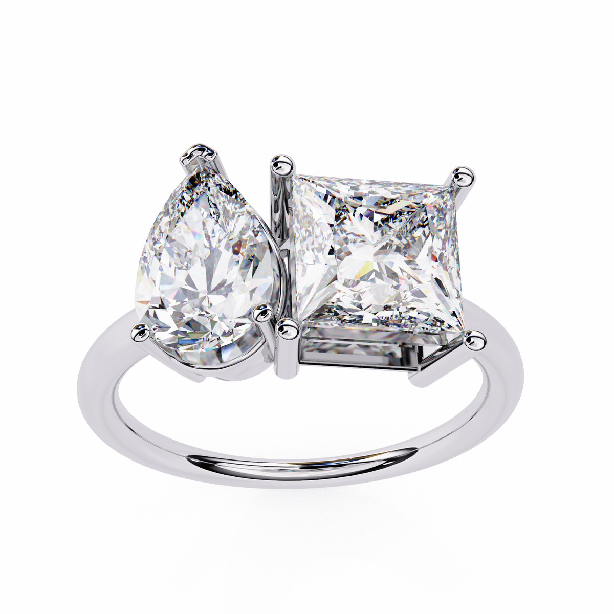 Princess & Pear Toi et Moi Diamond Ring