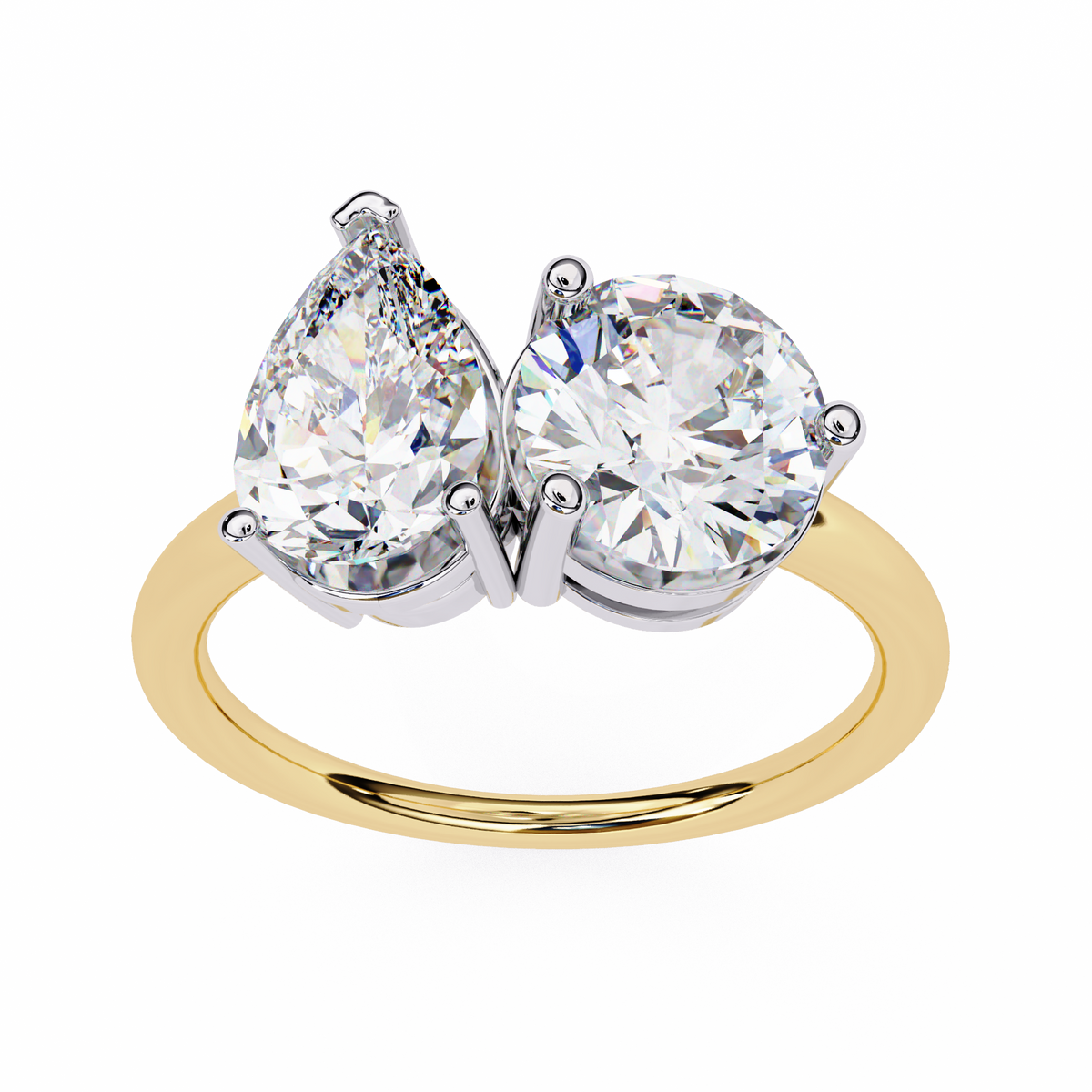 Pear & Round Diamond Toi et Moi Ring