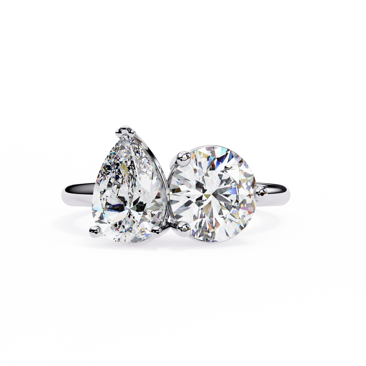 Pear & Round Diamond Toi et Moi Ring