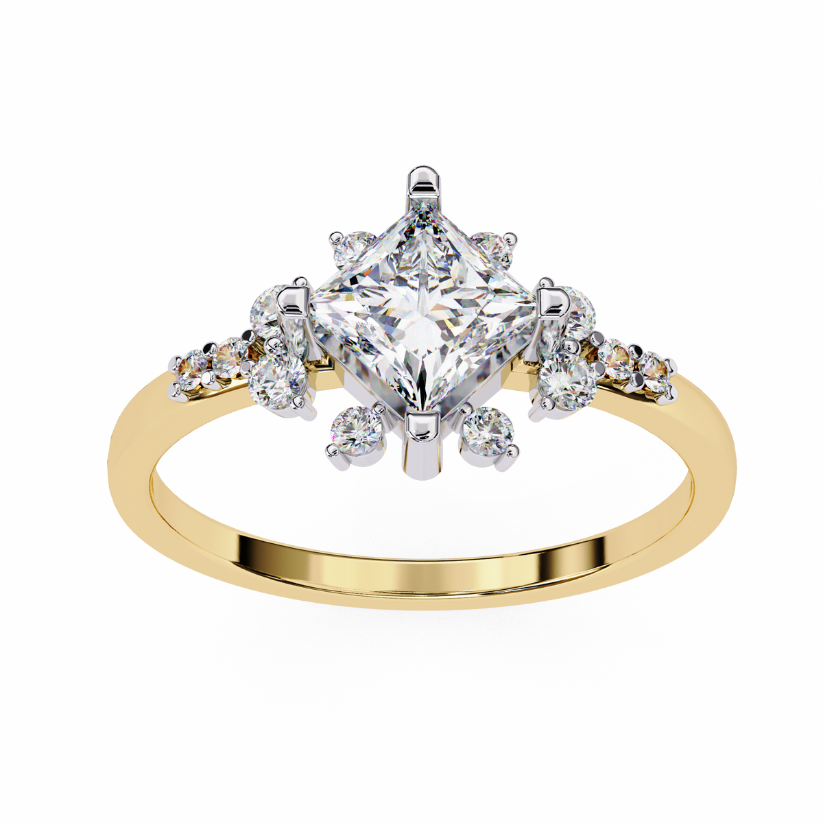 Princess & Round Diamond Bloom Ring
