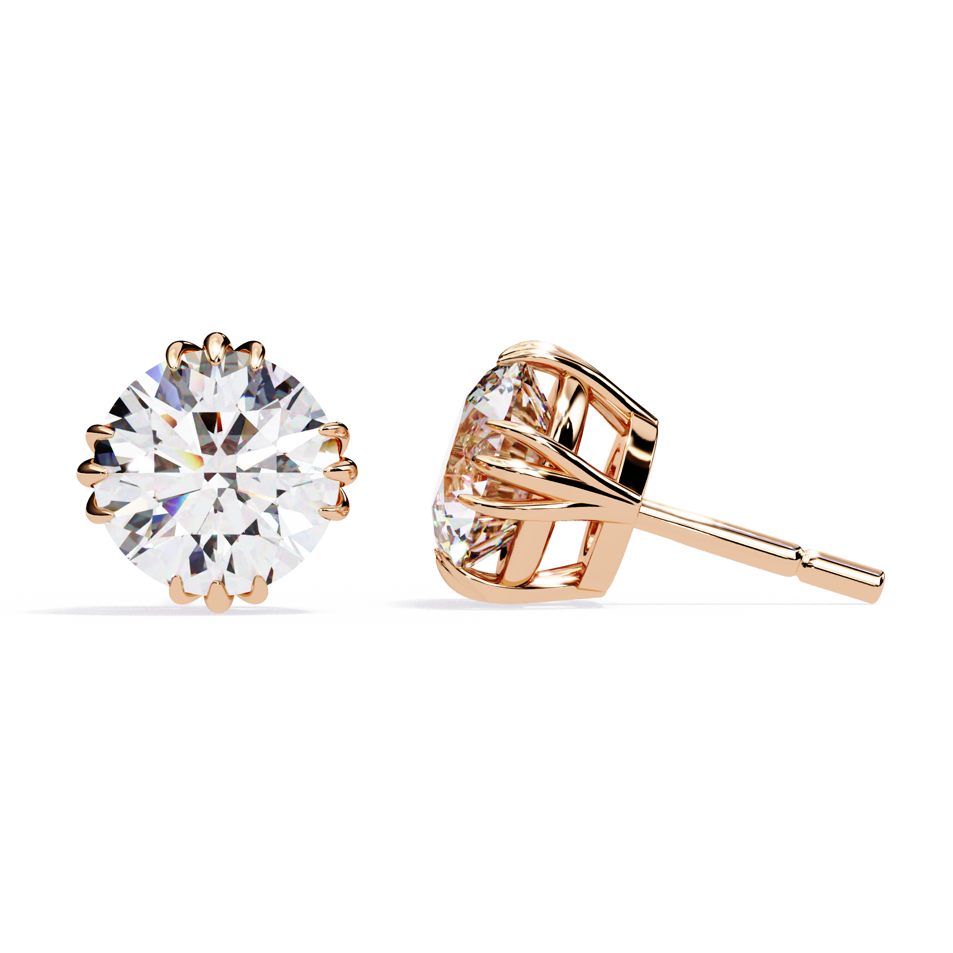 Radiant Bloom Solitaire Stud Earrings