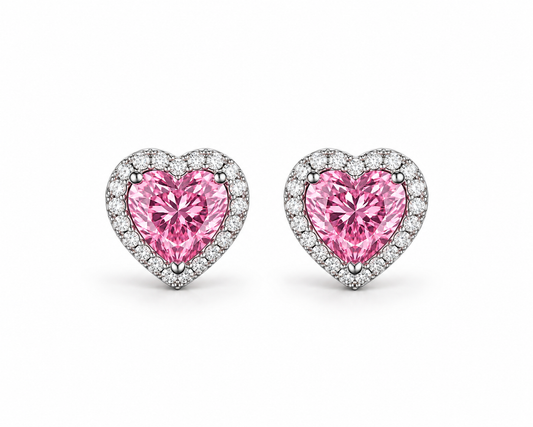 Amoura Pink Heart Diamond Earrings
