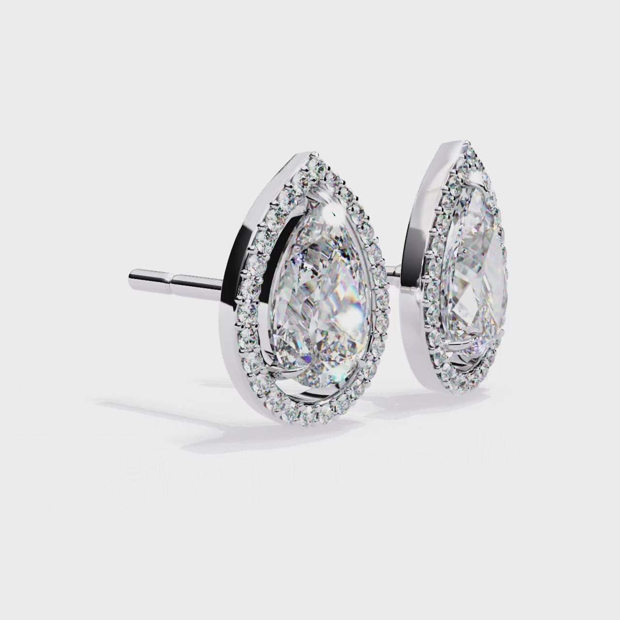 Pear-Shaped Diamond Halo Drop Earrings